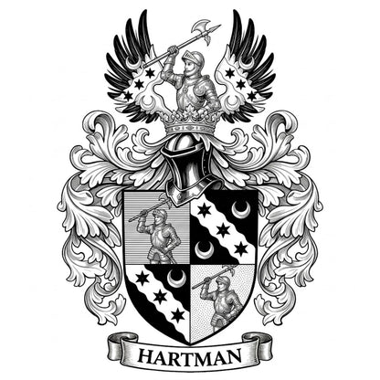 The Hartman Family Coat of Arms digital download: Includes Color PNG, B&W PNG, and SVG vector files