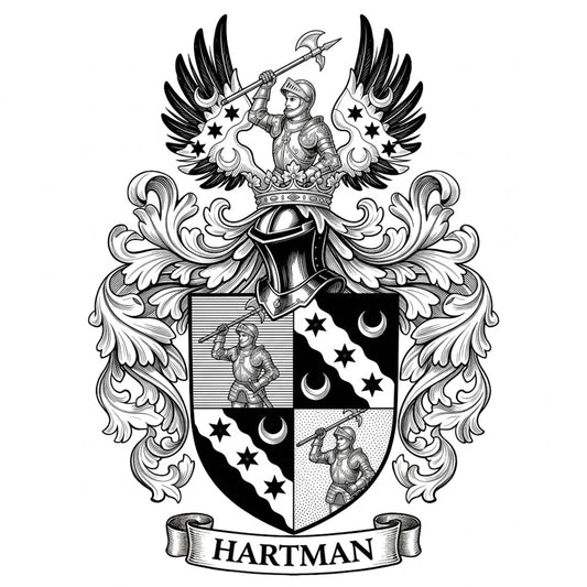 The Hartman Family Coat of Arms digital download: Includes Color PNG, B&W PNG, and SVG vector files