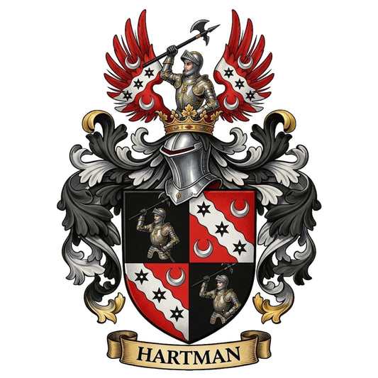 The Hartman Family Coat of Arms digital download: Includes Color PNG, B&W PNG, and SVG vector files