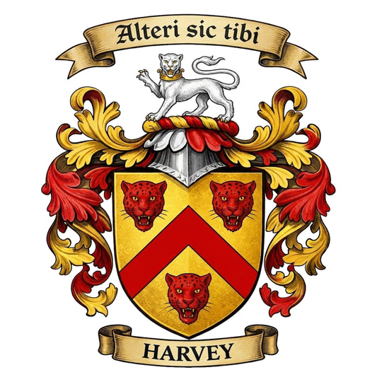 The Harvey Family Coat of Arms digital download: Includes Color PNG, B&W PNG, and SVG vector files