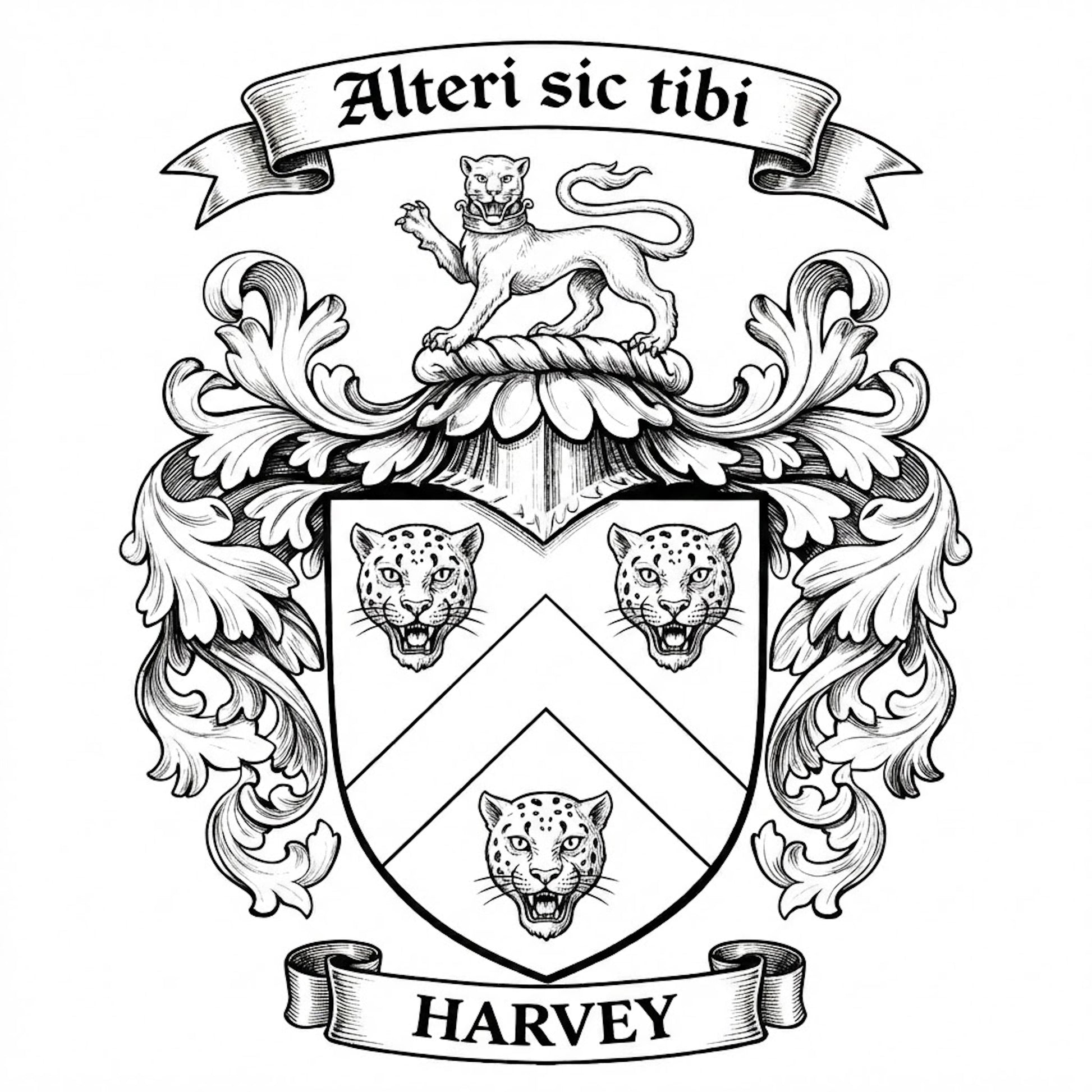 The Harvey Family Coat of Arms digital download: Includes Color PNG, B&W PNG, and SVG vector files