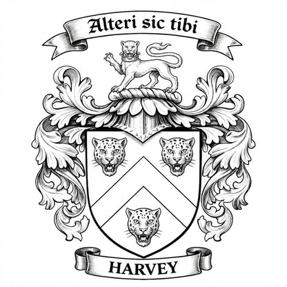 The Harvey Family Coat of Arms digital download: Includes Color PNG, B&W PNG, and SVG vector files