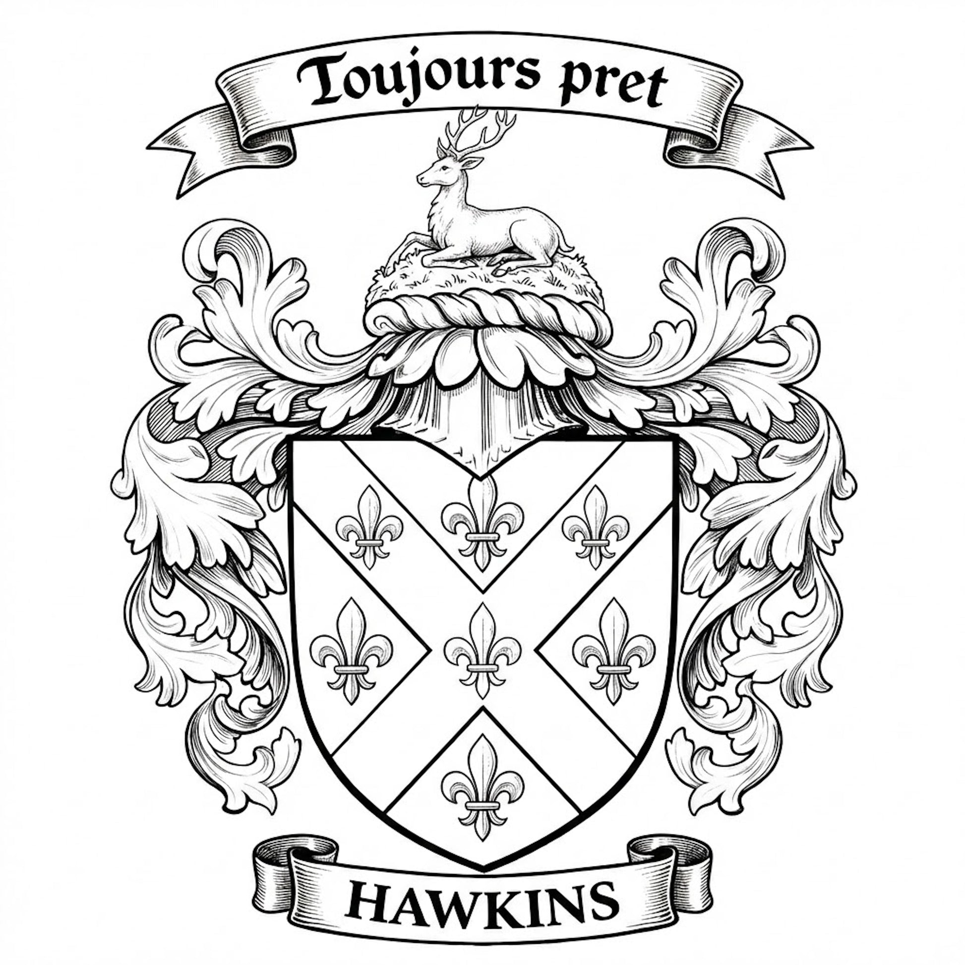 The Hawkins Family Coat of Arms digital download: Includes Color PNG, B&W PNG, and SVG vector files