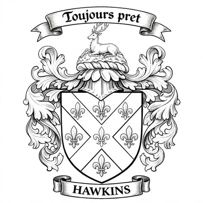 The Hawkins Family Coat of Arms digital download: Includes Color PNG, B&W PNG, and SVG vector files