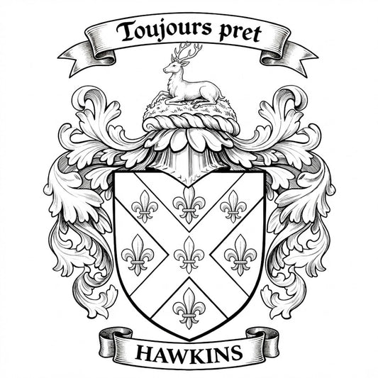 The Hawkins Family Coat of Arms digital download: Includes Color PNG, B&W PNG, and SVG vector files