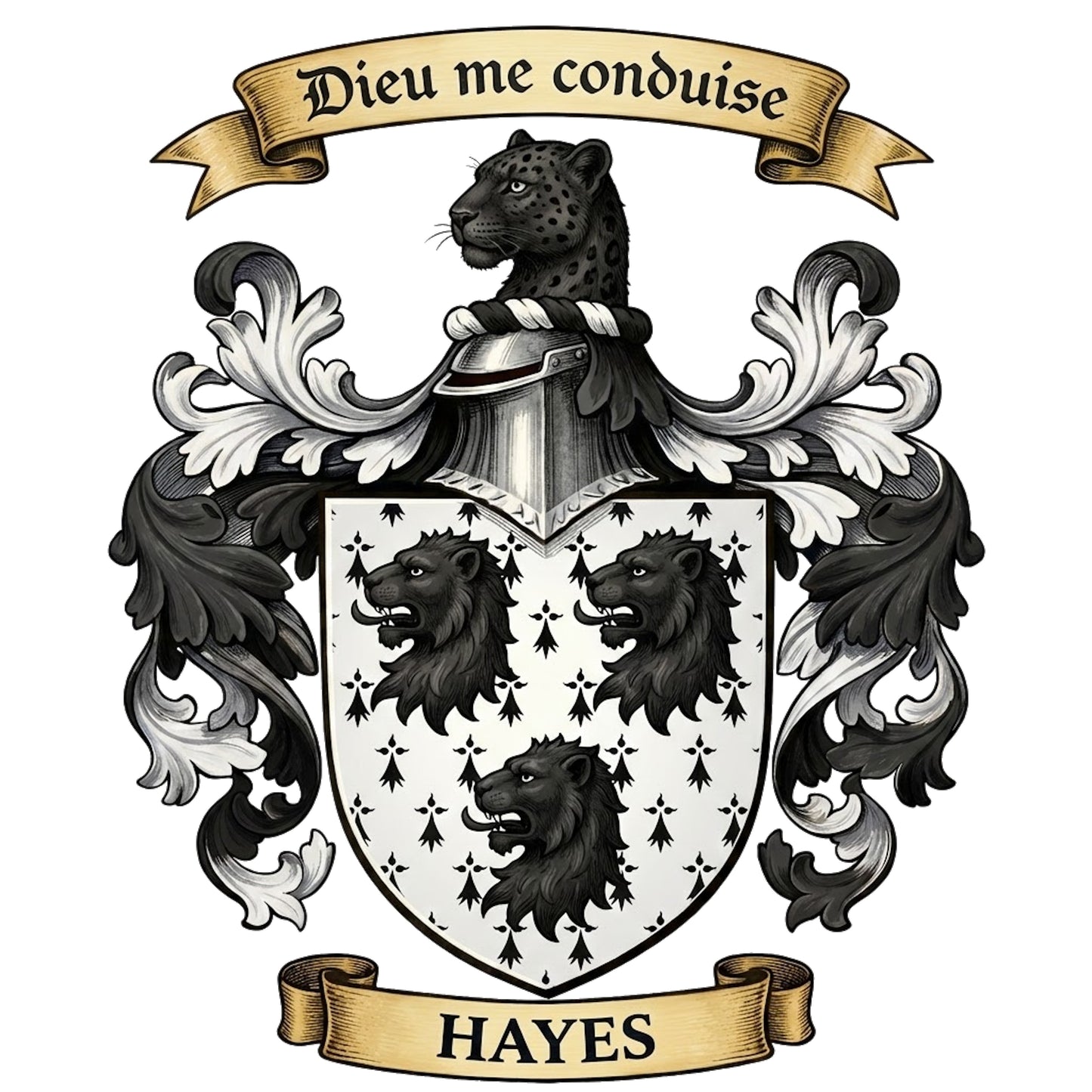 The Hayes Family Coat of Arms digital download: Includes Color PNG, B&W PNG, and SVG vector files