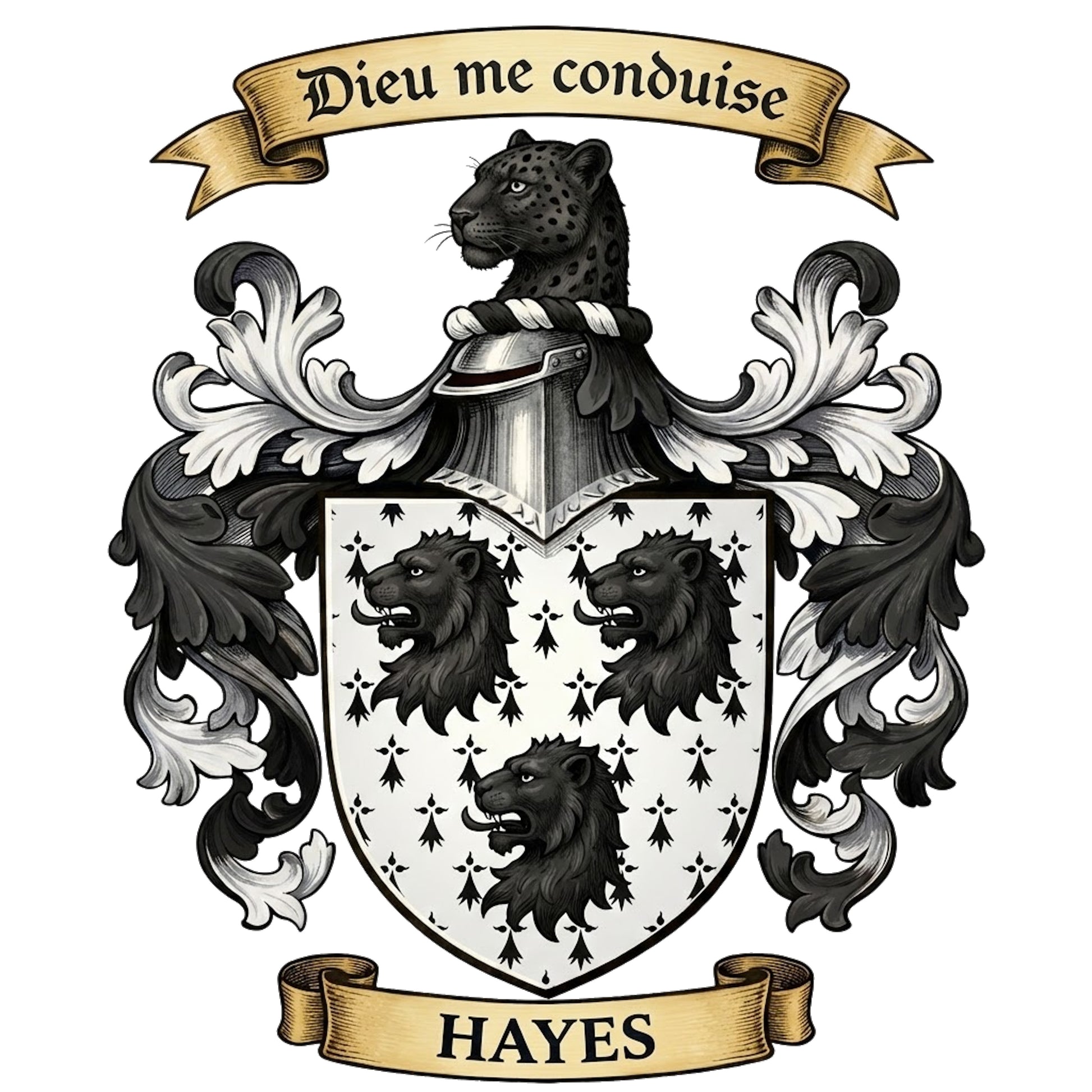 The Hayes Family Coat of Arms digital download: Includes Color PNG, B&W PNG, and SVG vector files
