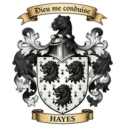 The Hayes Family Coat of Arms digital download: Includes Color PNG, B&W PNG, and SVG vector files