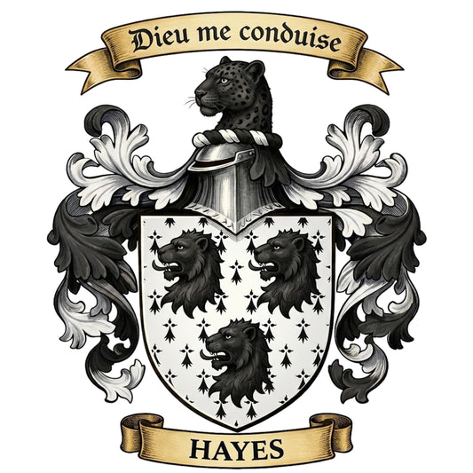 The Hayes Family Coat of Arms digital download: Includes Color PNG, B&W PNG, and SVG vector files