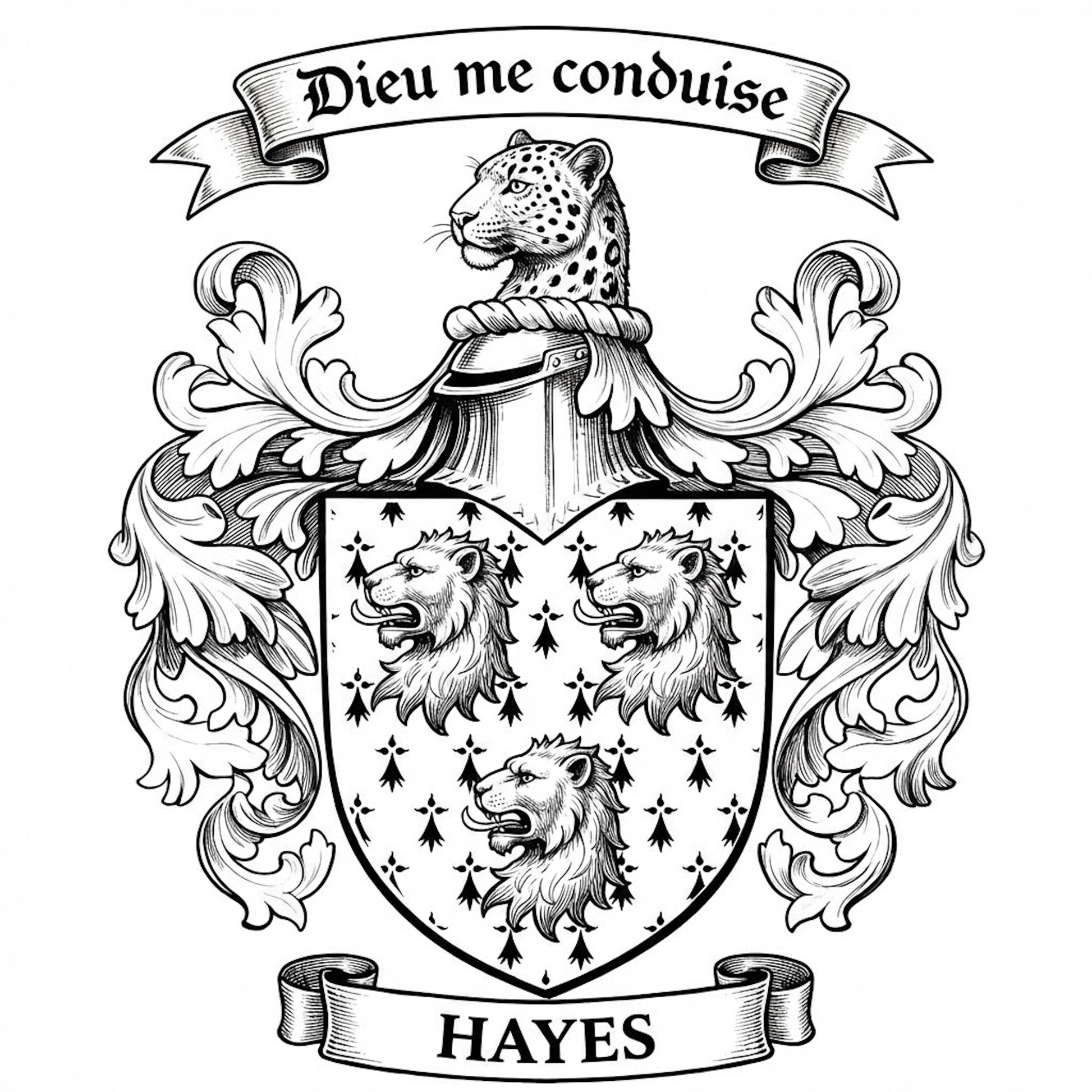 The Hayes Family Coat of Arms digital download: Includes Color PNG, B&W PNG, and SVG vector files