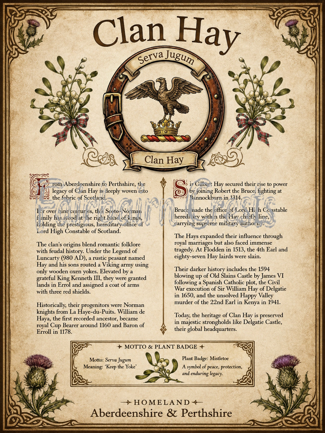 Scottish Clan Hay Heritage Poster - Instant Digital Download