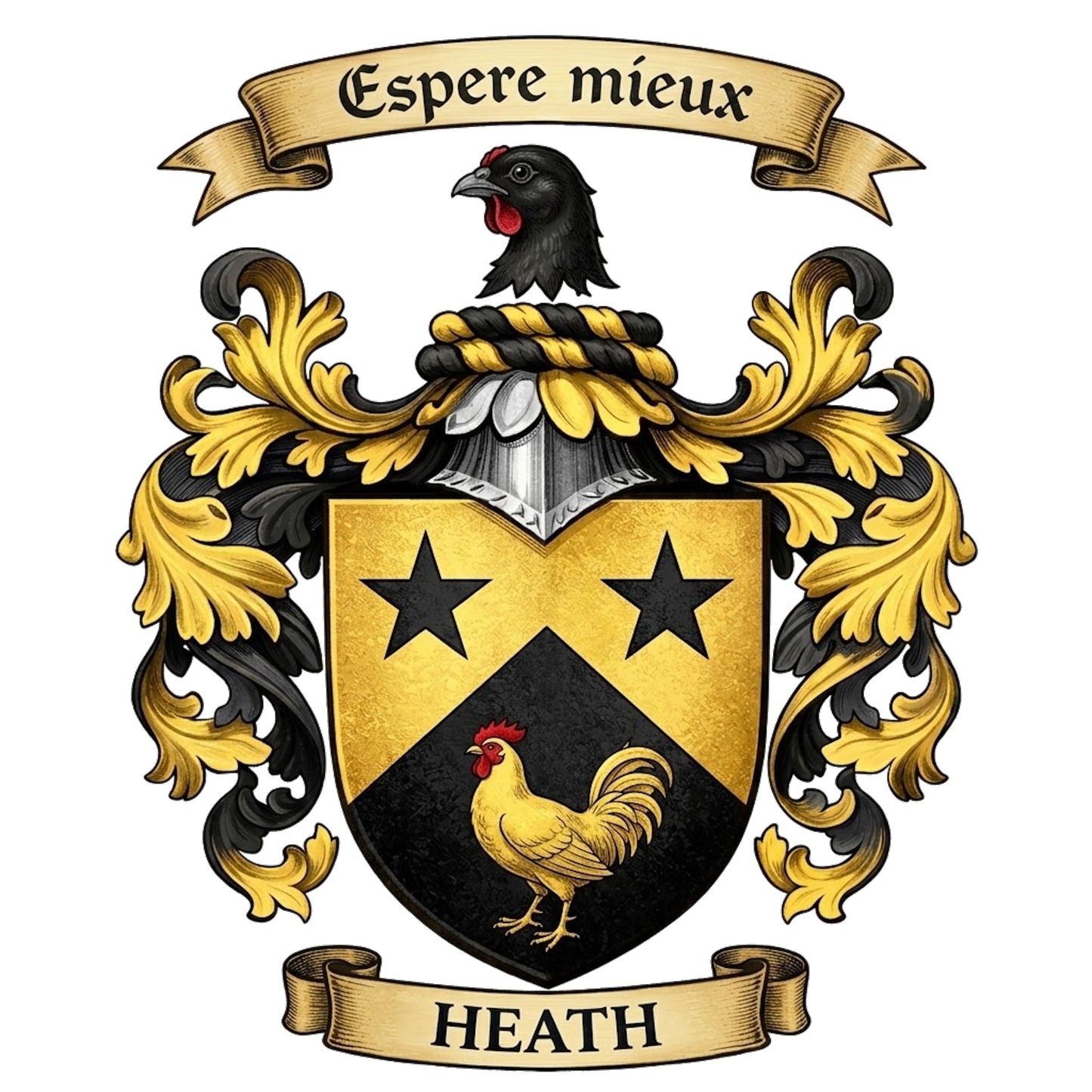 The Heath Family Coat of Arms digital download: Includes Color PNG, B&W PNG, and SVG vector files