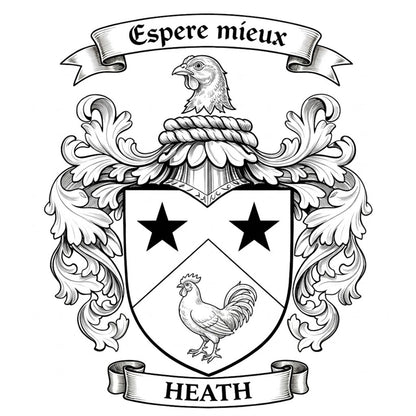 The Heath Family Coat of Arms digital download: Includes Color PNG, B&W PNG, and SVG vector files