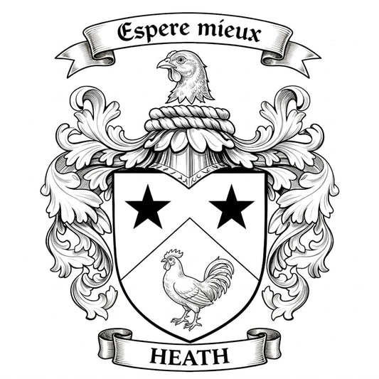 The Heath Family Coat of Arms digital download: Includes Color PNG, B&W PNG, and SVG vector files