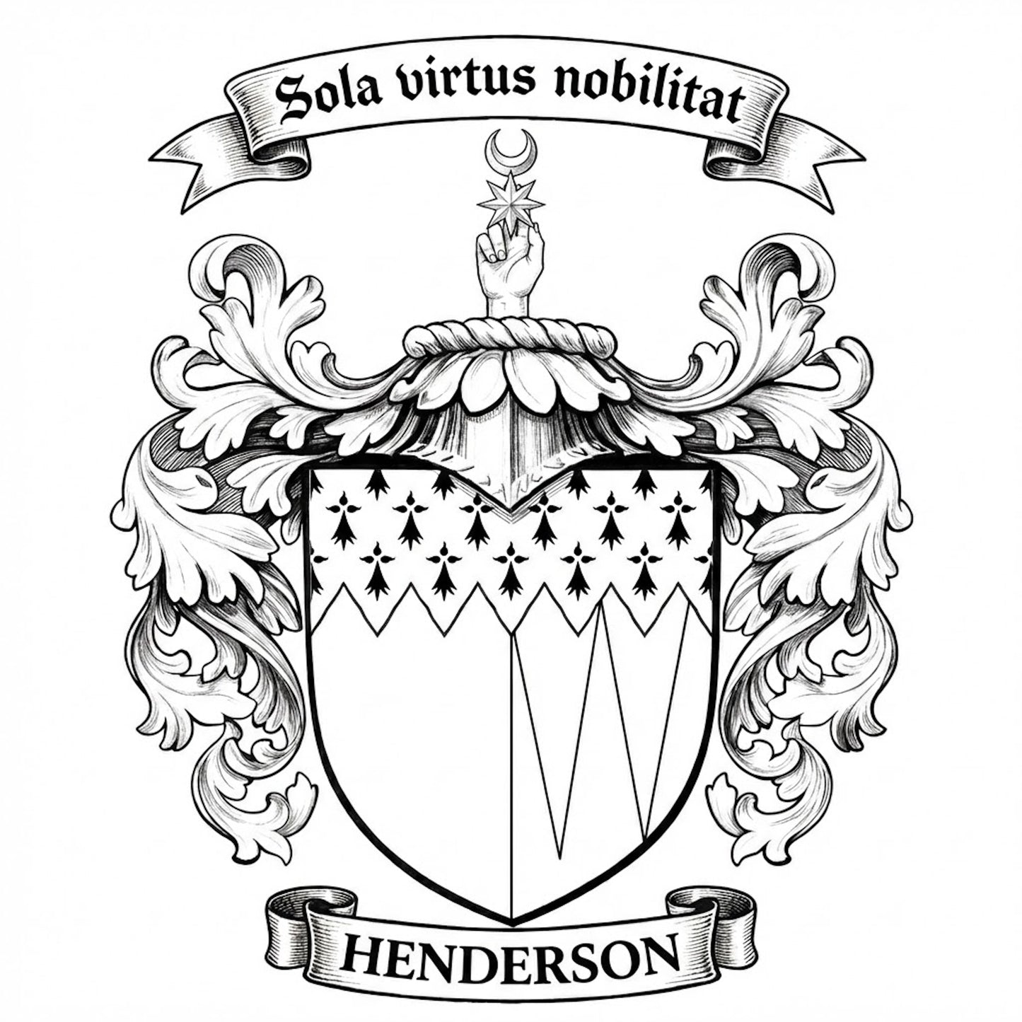 The Henderson Family Coat of Arms digital download: Includes Color PNG, B&W PNG, and SVG vector files