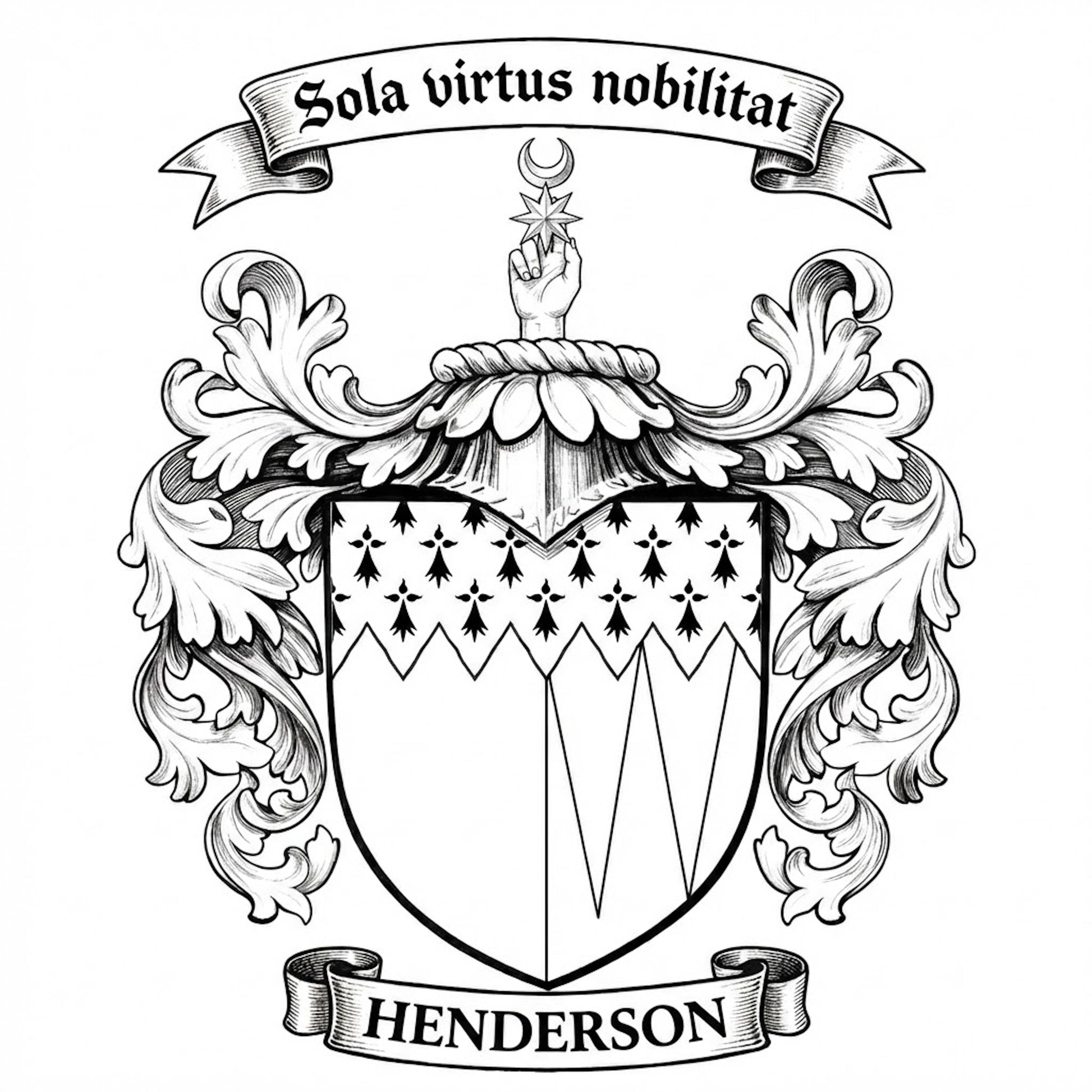 The Henderson Family Coat of Arms digital download: Includes Color PNG, B&W PNG, and SVG vector files