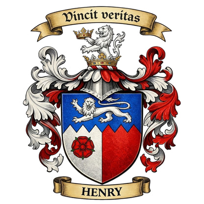 The Henry Family Coat of Arms digital download: Includes Color PNG, B&W PNG, and SVG vector files
