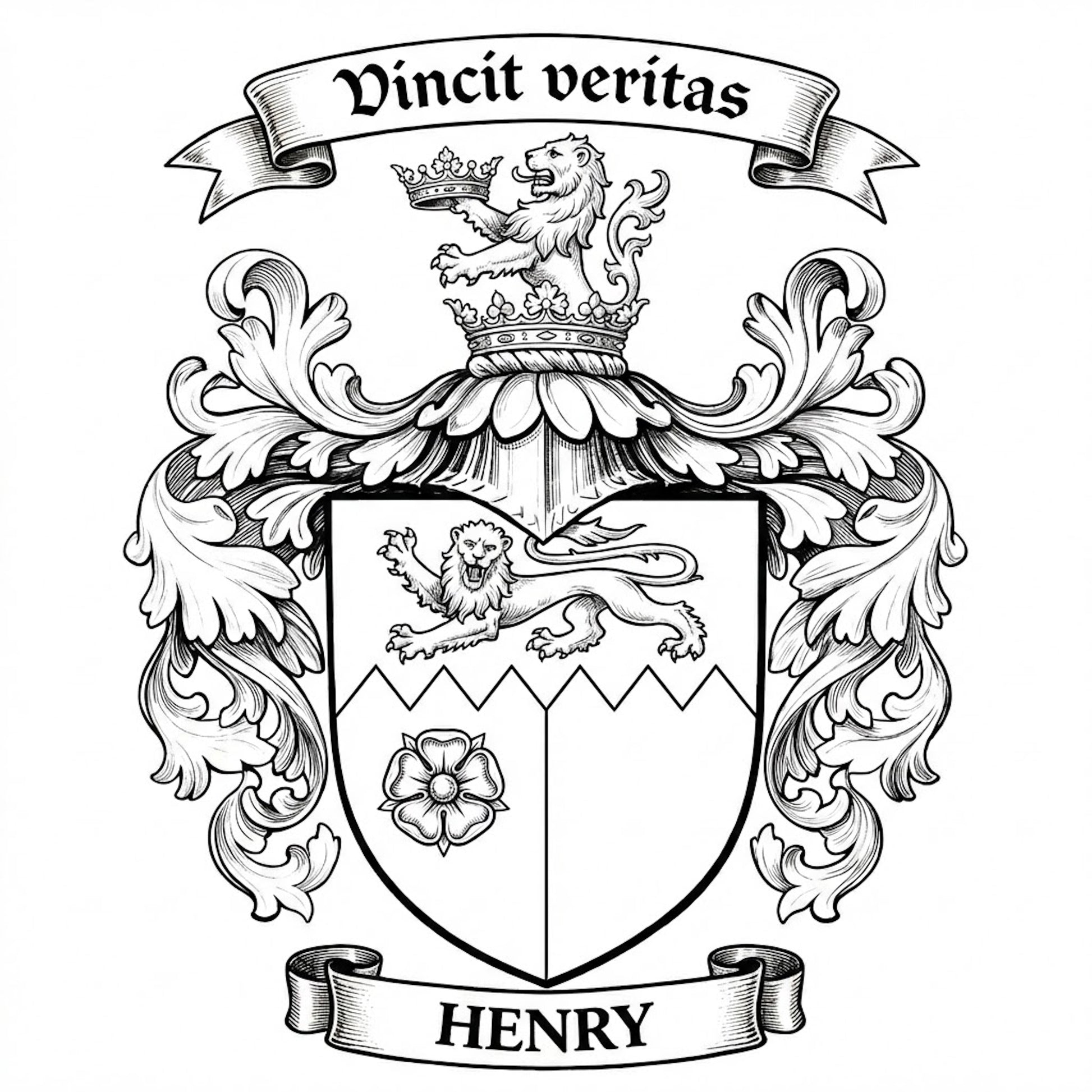 The Henry Family Coat of Arms digital download: Includes Color PNG, B&W PNG, and SVG vector files