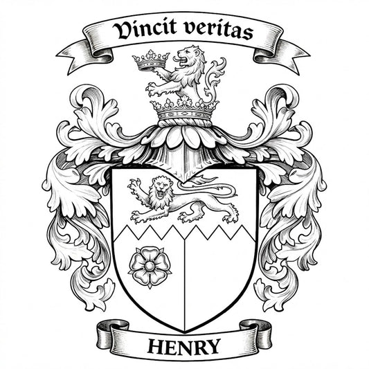 The Henry Family Coat of Arms digital download: Includes Color PNG, B&W PNG, and SVG vector files
