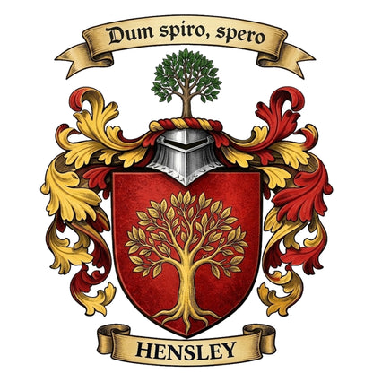 The Hensley Family Coat of Arms digital download: Includes Color PNG, B&W PNG, and SVG vector files