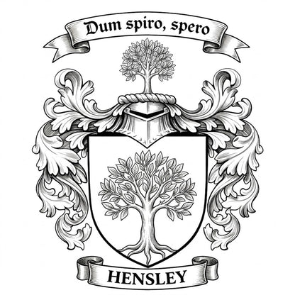 The Hensley Family Coat of Arms digital download: Includes Color PNG, B&W PNG, and SVG vector files