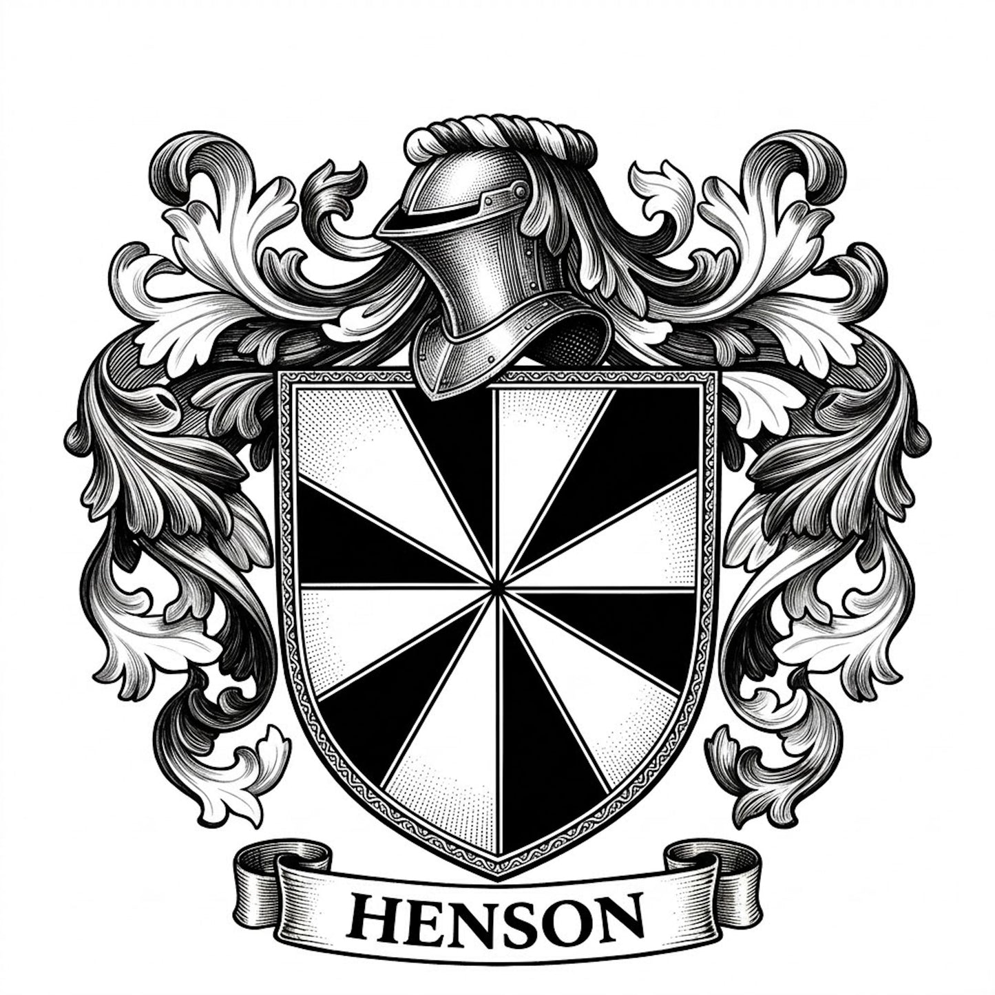 The Henson Family Coat of Arms digital download: Includes Color PNG, B&W PNG, and SVG vector files