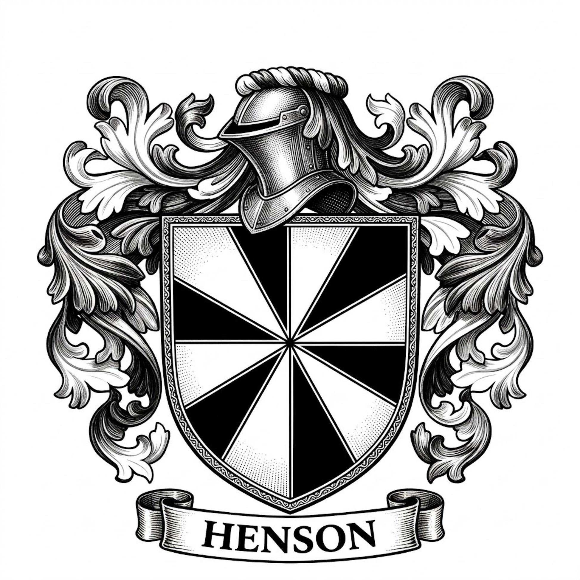 The Henson Family Coat of Arms digital download: Includes Color PNG, B&W PNG, and SVG vector files