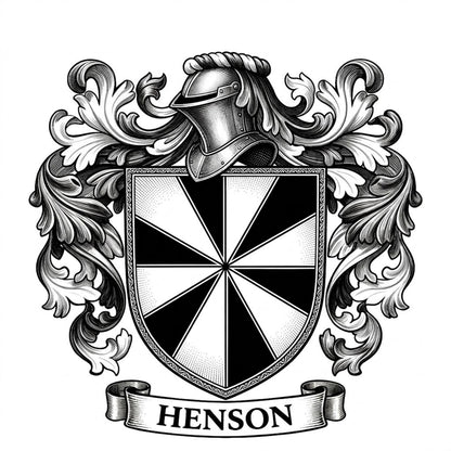 The Henson Family Coat of Arms digital download: Includes Color PNG, B&W PNG, and SVG vector files