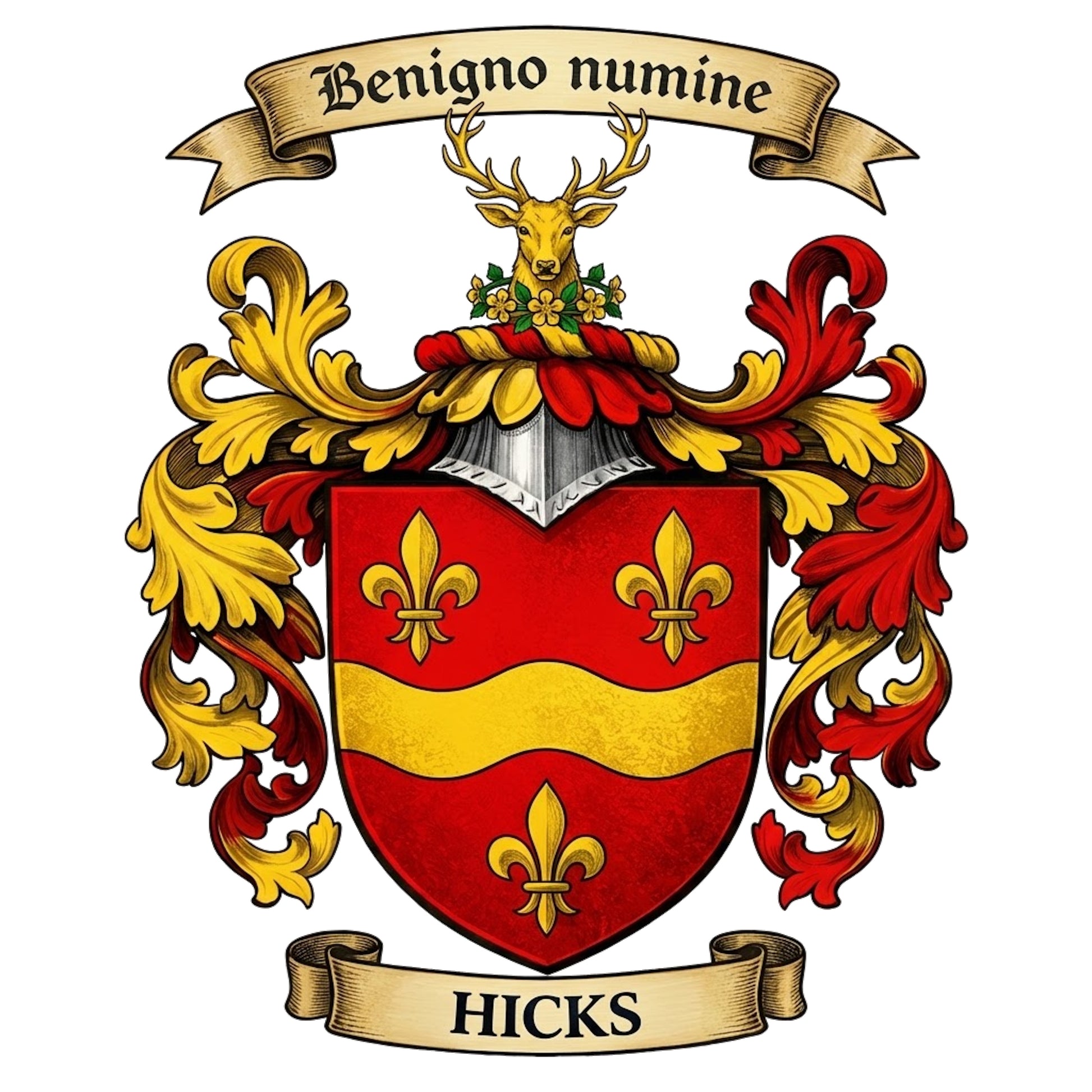 The Hicks Family Coat of Arms digital download: Includes Color PNG, B&W PNG, and SVG vector files