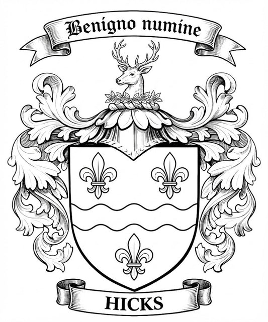 The Hicks Family Coat of Arms digital download: Includes Color PNG, B&W PNG, and SVG vector files