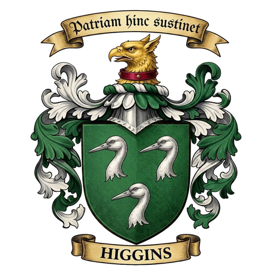 The Higgins Family Coat of Arms digital download: Includes Color PNG, B&W PNG, and SVG vector files