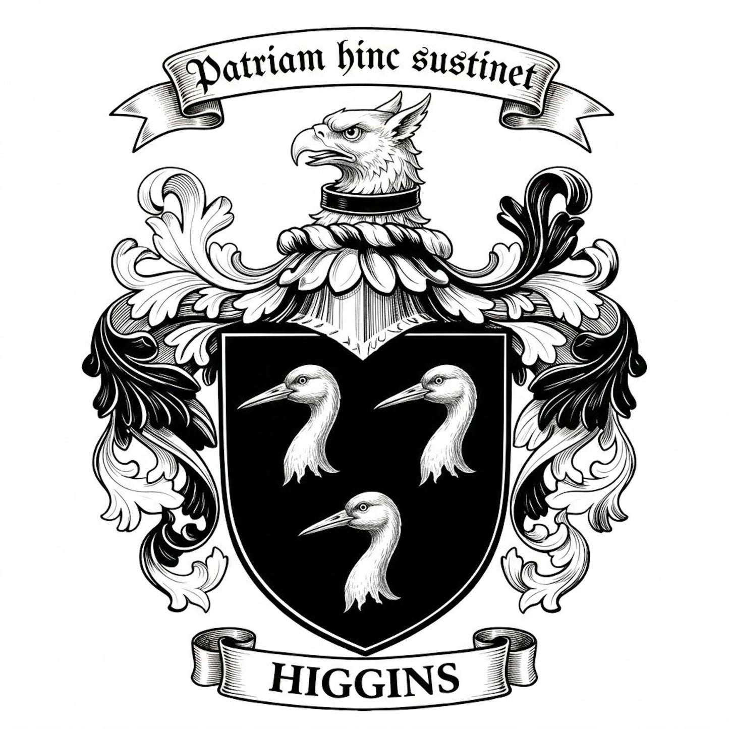 The Higgins Family Coat of Arms digital download: Includes Color PNG, B&W PNG, and SVG vector files