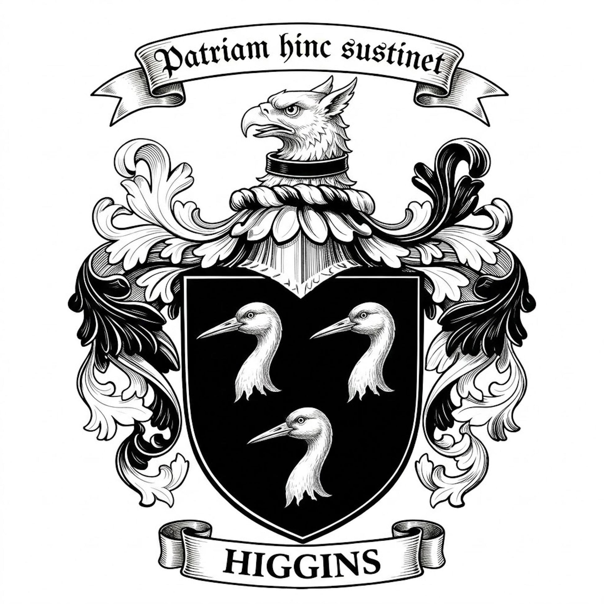 The Higgins Family Coat of Arms digital download: Includes Color PNG, B&W PNG, and SVG vector files