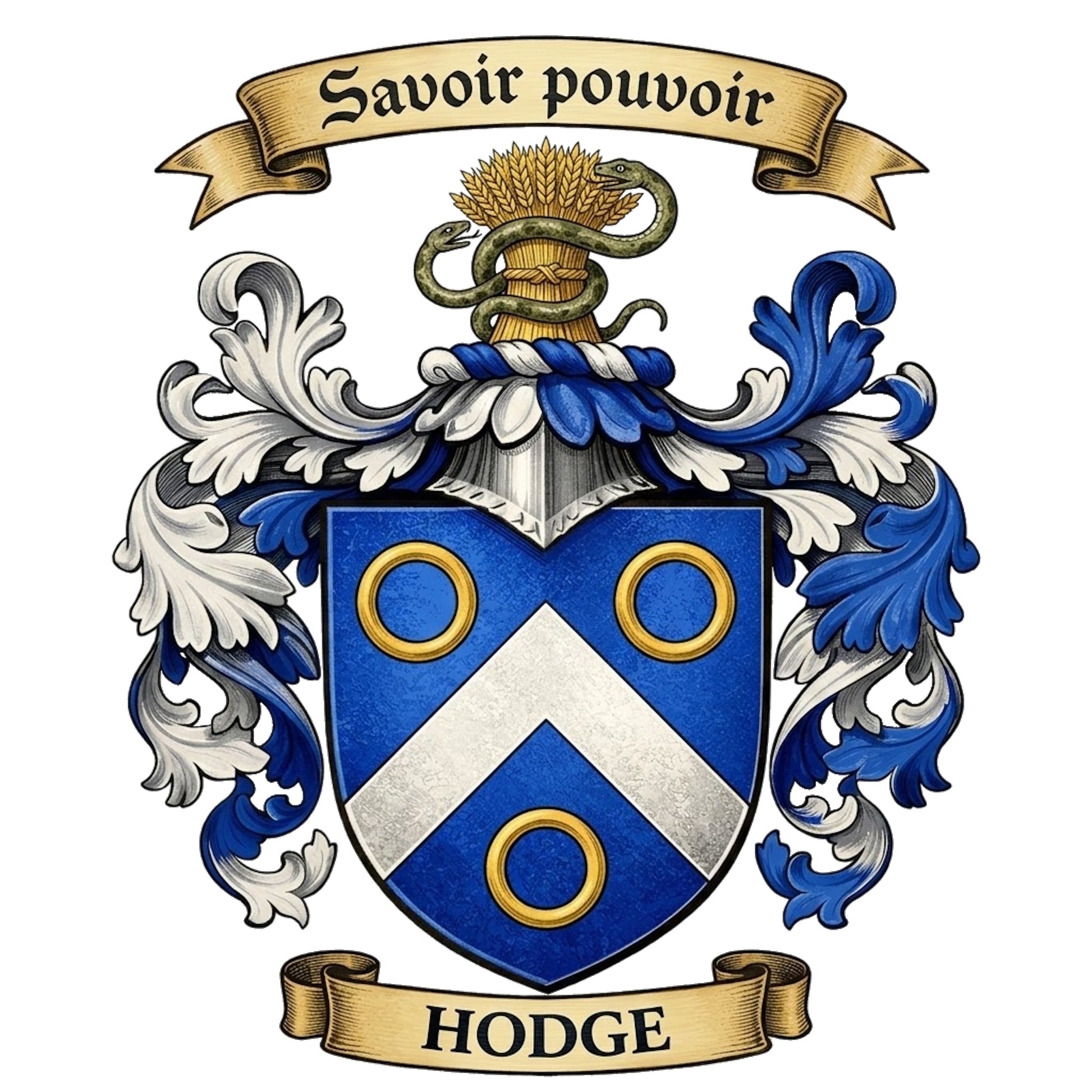 The Hodge Family Coat of Arms digital download: Includes Color PNG, B&W PNG, and SVG vector files