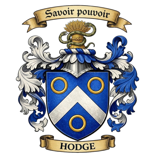 The Hodge Family Coat of Arms digital download: Includes Color PNG, B&W PNG, and SVG vector files