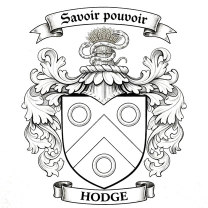 The Hodge Family Coat of Arms digital download: Includes Color PNG, B&W PNG, and SVG vector files