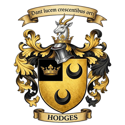 The Hodges Family Coat of Arms digital download: Includes Color PNG, B&W PNG, and SVG vector files