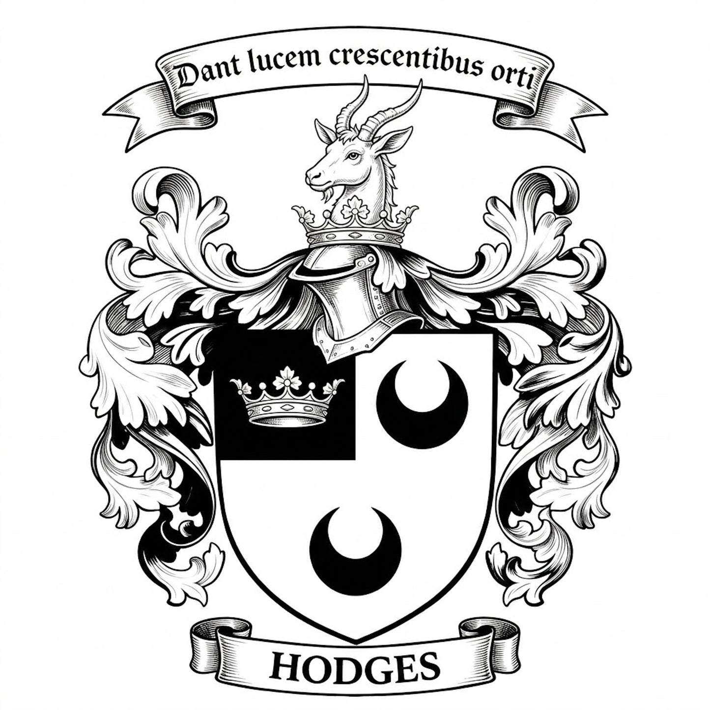 The Hodges Family Coat of Arms digital download: Includes Color PNG, B&W PNG, and SVG vector files