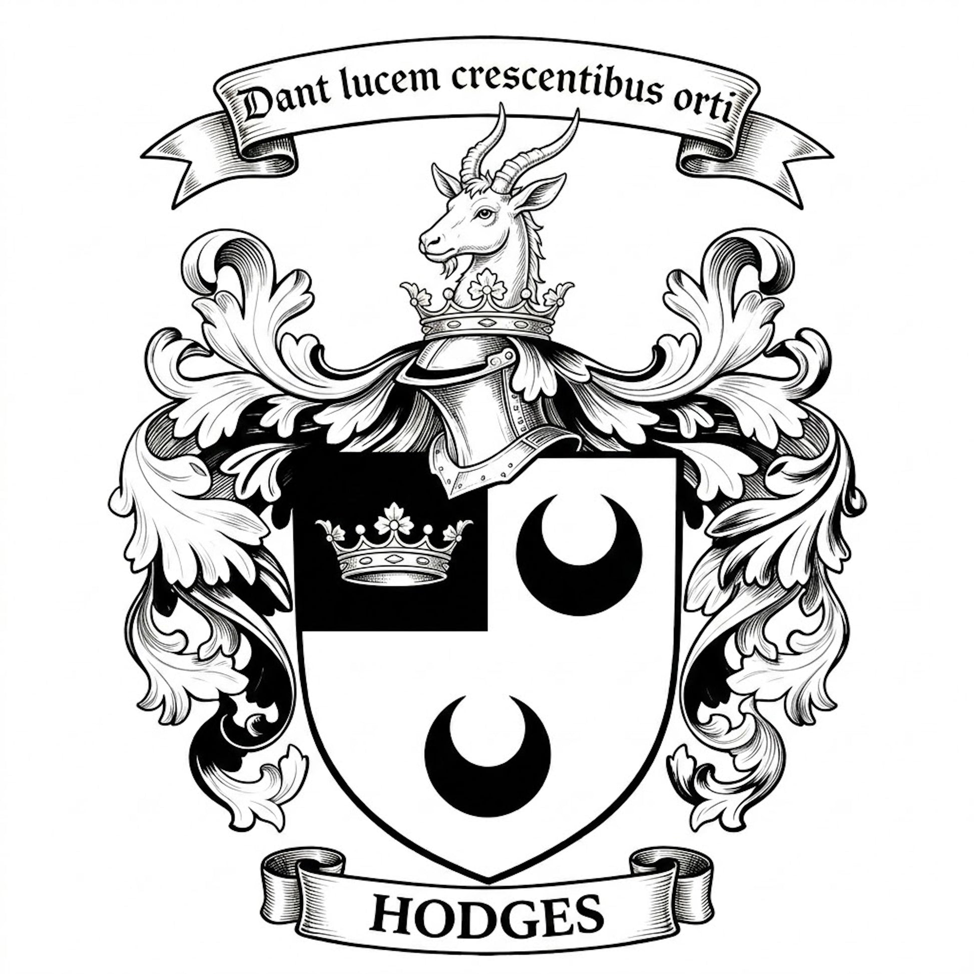 The Hodges Family Coat of Arms digital download: Includes Color PNG, B&W PNG, and SVG vector files