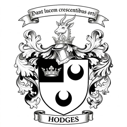 The Hodges Family Coat of Arms digital download: Includes Color PNG, B&W PNG, and SVG vector files