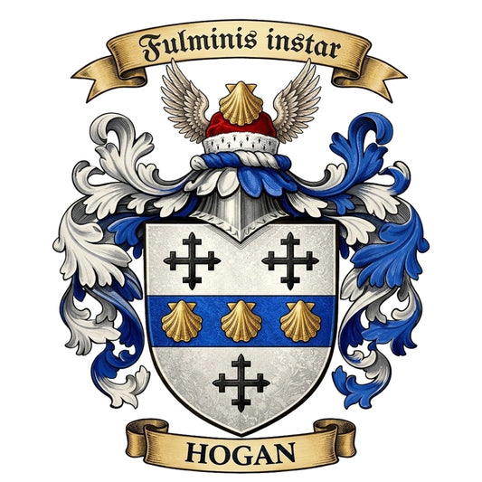 The Hogan Family Coat of Arms digital download: Includes Color PNG, B&W PNG, and SVG vector files