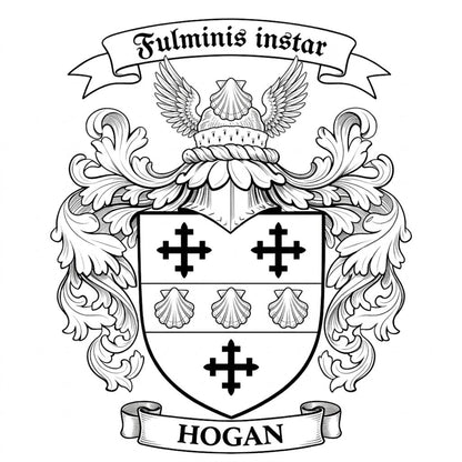 The Hogan Family Coat of Arms digital download: Includes Color PNG, B&W PNG, and SVG vector files