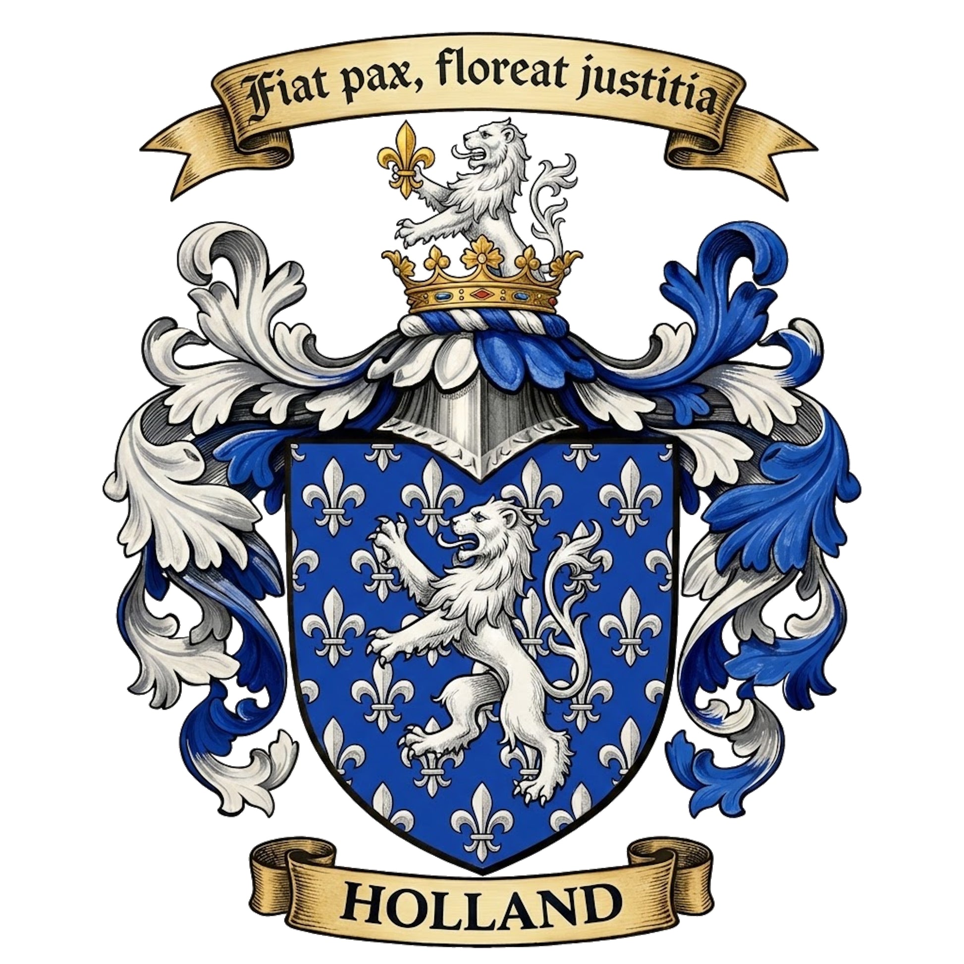 The Holland Family Coat of Arms digital download: Includes Color PNG, B&W PNG, and SVG vector files