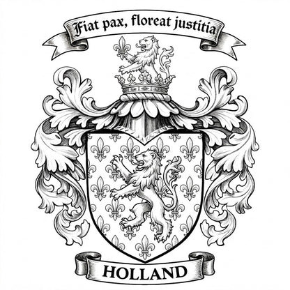 The Holland Family Coat of Arms digital download: Includes Color PNG, B&W PNG, and SVG vector files