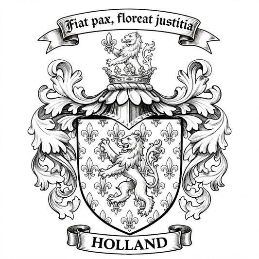 The Holland Family Coat of Arms digital download: Includes Color PNG, B&W PNG, and SVG vector files