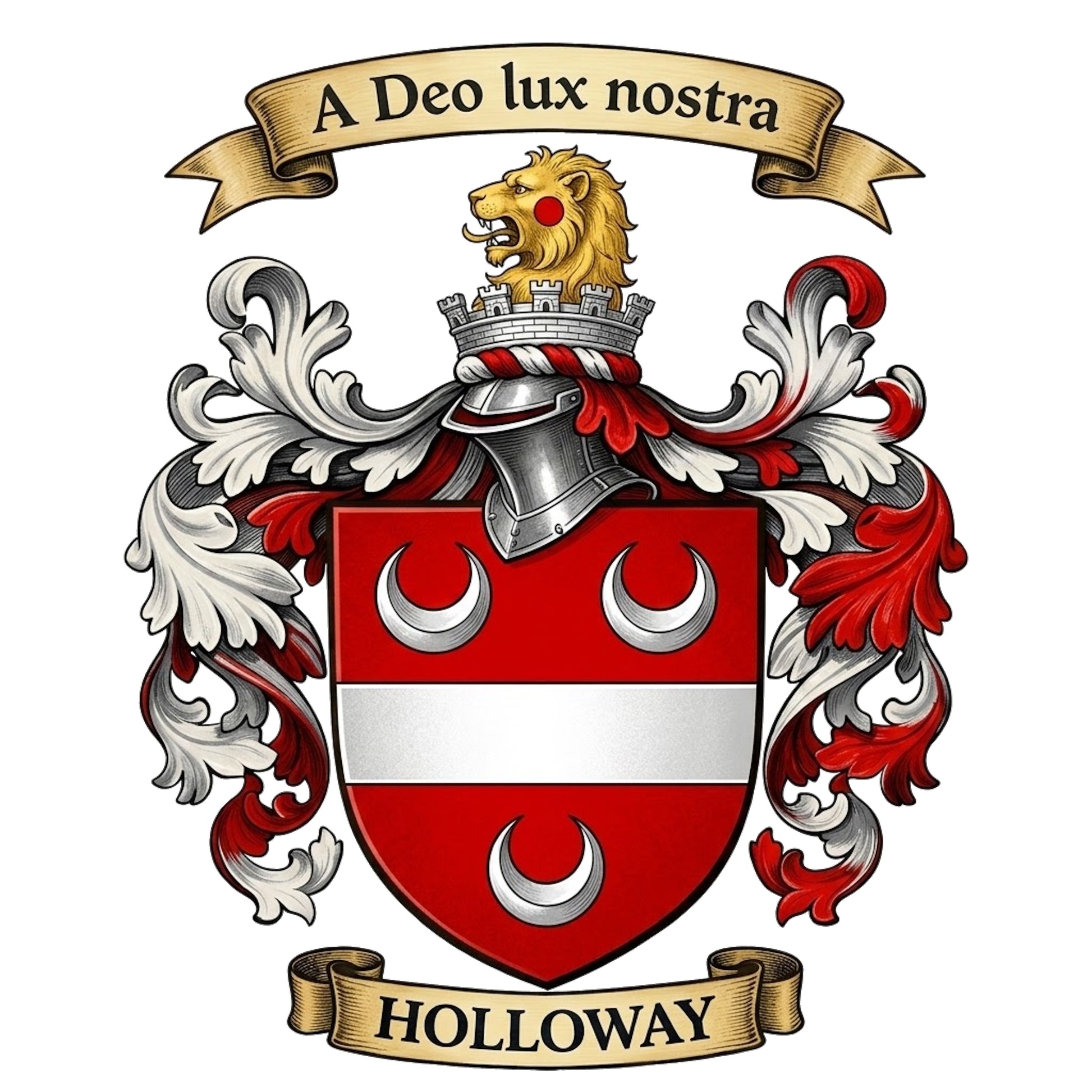 The Holloway Family Coat of Arms digital download: Includes Color PNG, B&W PNG, and SVG vector files