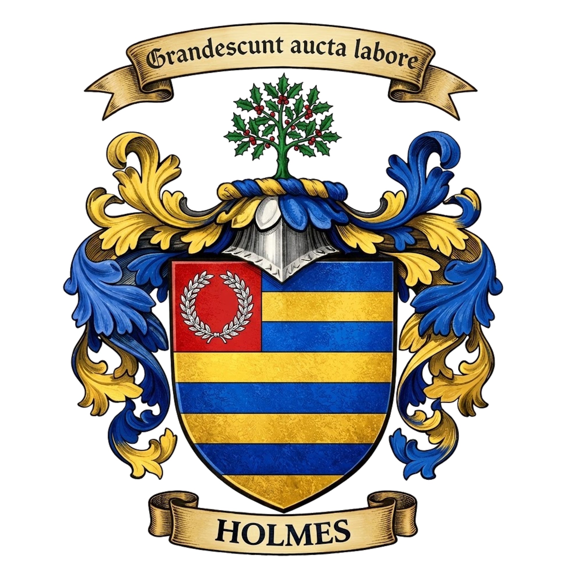 The Holmes Family Coat of Arms digital download: Includes Color PNG, B&W PNG, and SVG vector files