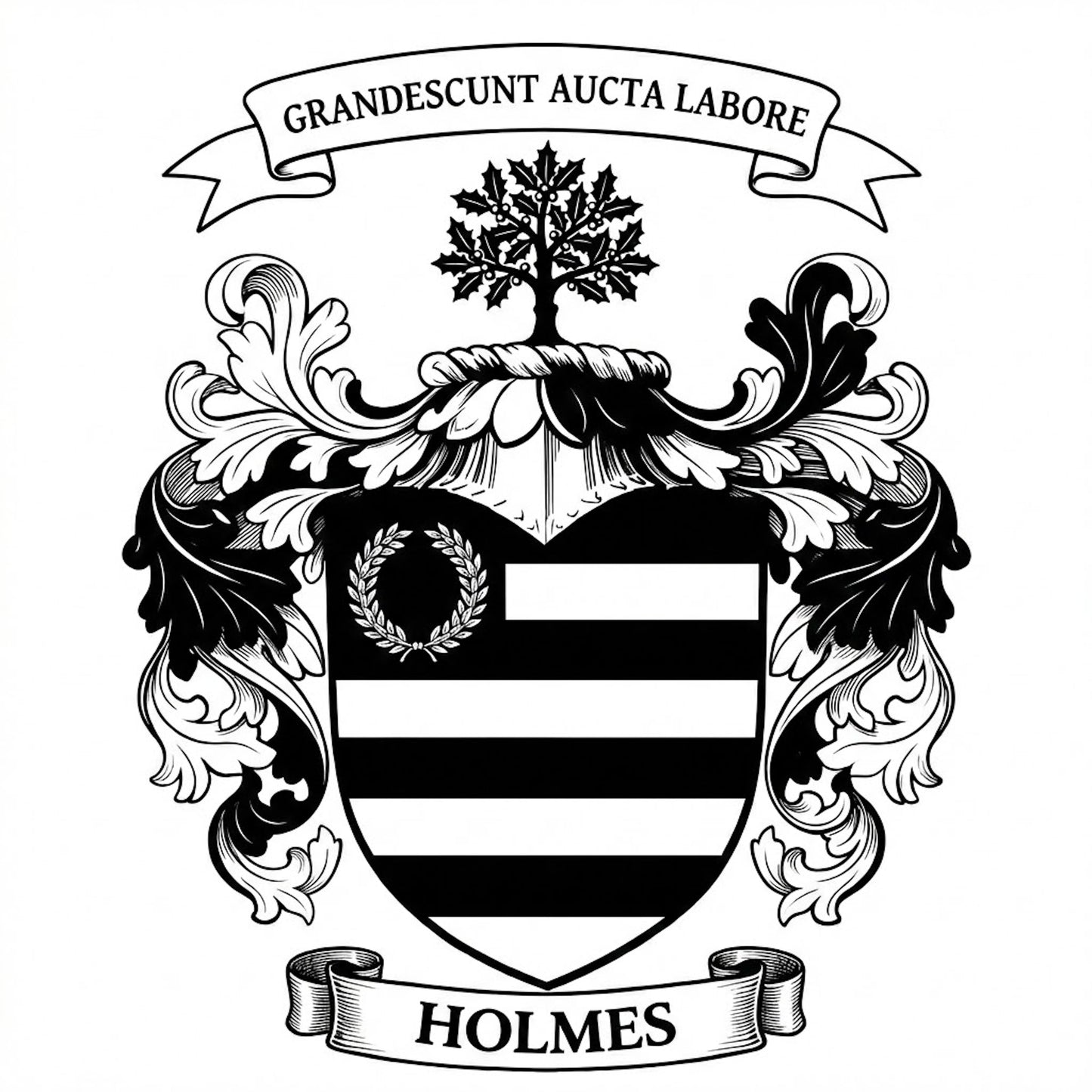 The Holmes Family Coat of Arms digital download: Includes Color PNG, B&W PNG, and SVG vector files