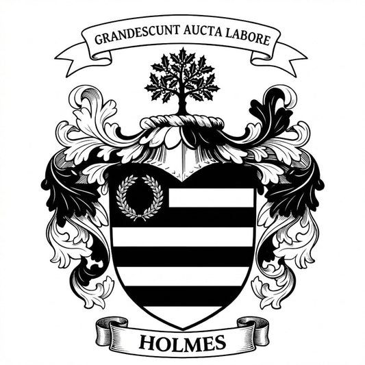 The Holmes Family Coat of Arms digital download: Includes Color PNG, B&W PNG, and SVG vector files