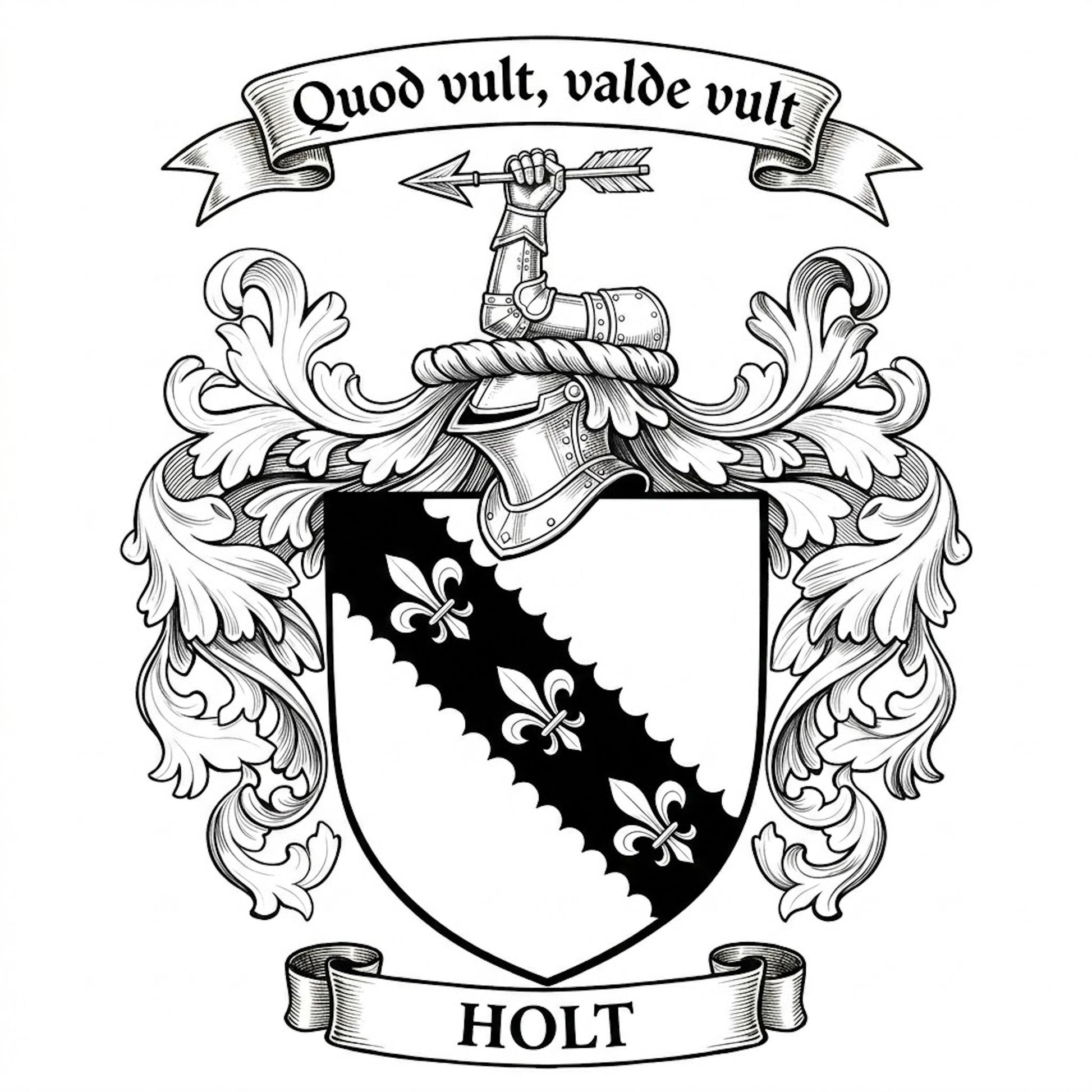 The Holt Family Coat of Arms digital download: Includes Color PNG, B&W PNG, and SVG vector files